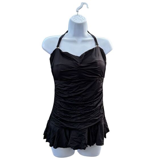 Ralph Lauren Swimwear Black Slimming Skirted One-piece Swimsuit Underwire Suppor - Picture 1 of 12